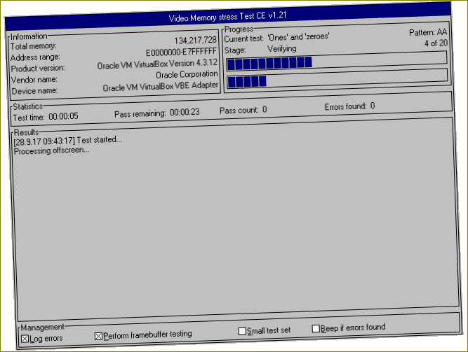 Video Memory Stress Test -ohjelmisto