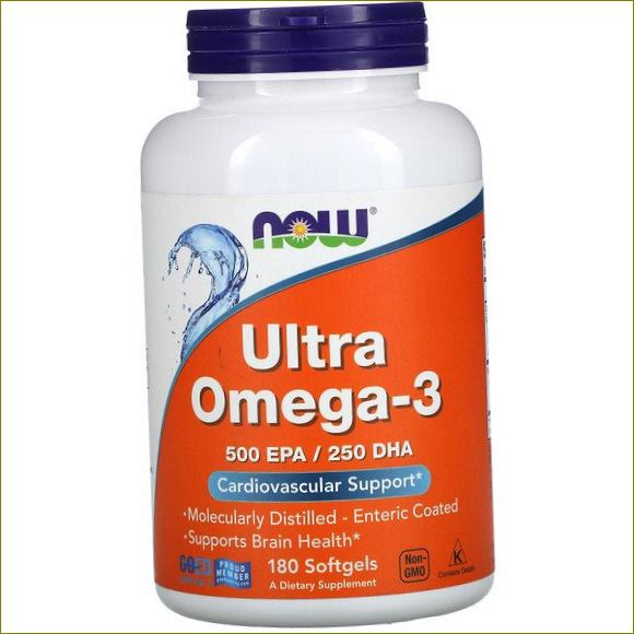 Now Foods, Ultra Omega-3, 500 EPA/250 DHA, 180 pehmeää pilleriä